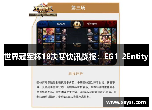 世界冠军杯18决赛快讯战报：EG1-2Entity